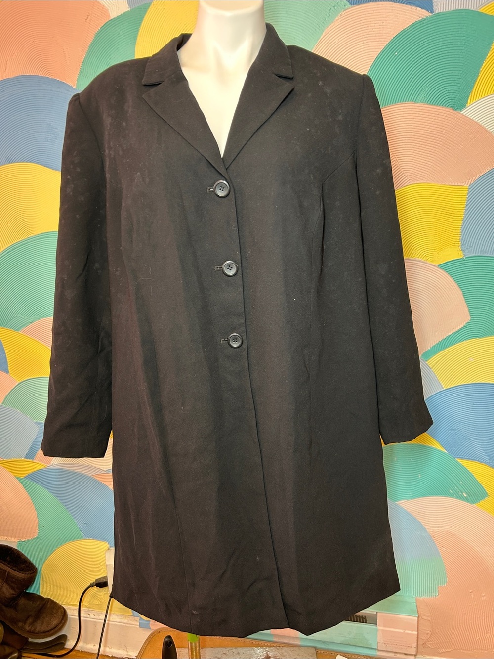Worthington Vintage Classic Black Women's Long Coat sz 20W